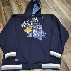 Vintage Y2K Clench‎ Men's XL Full Zip Alphabets Heavy Knit Logo Hoodie